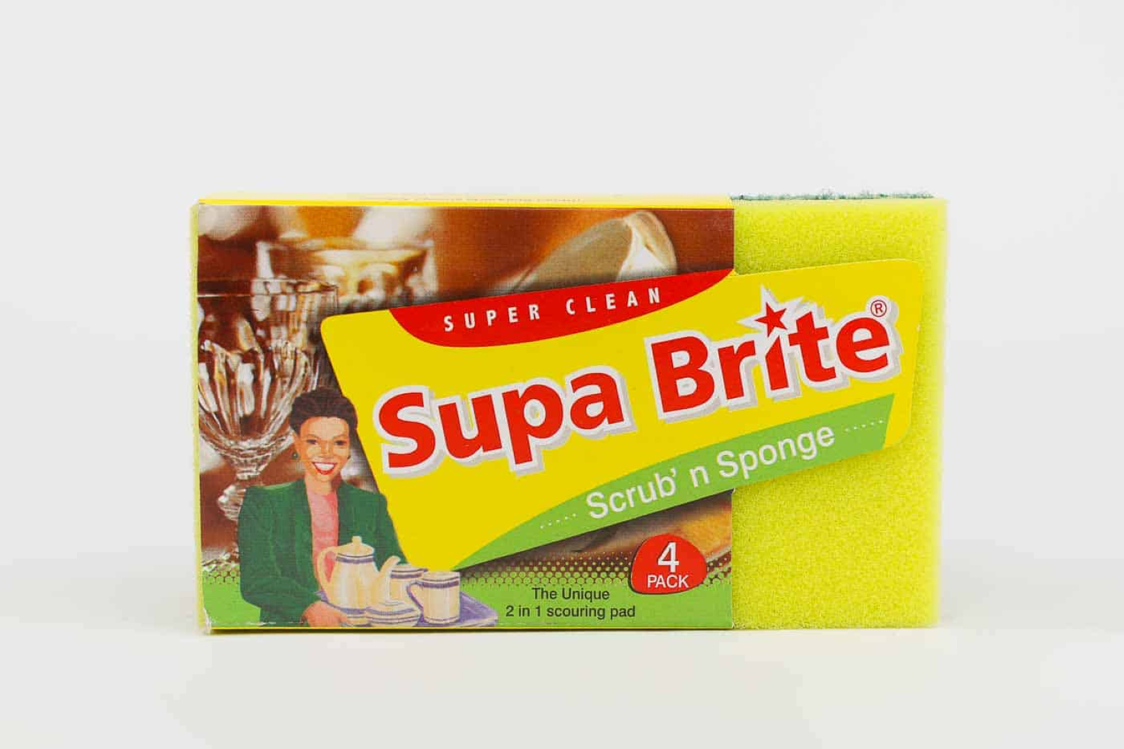 SUPA BRITE GENTLE SCRUB N SPONGE 4PK